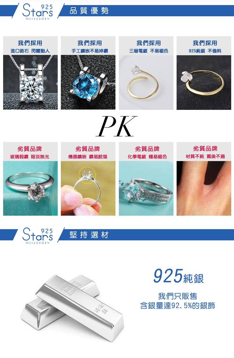 含銀量達92.5%的銀飾