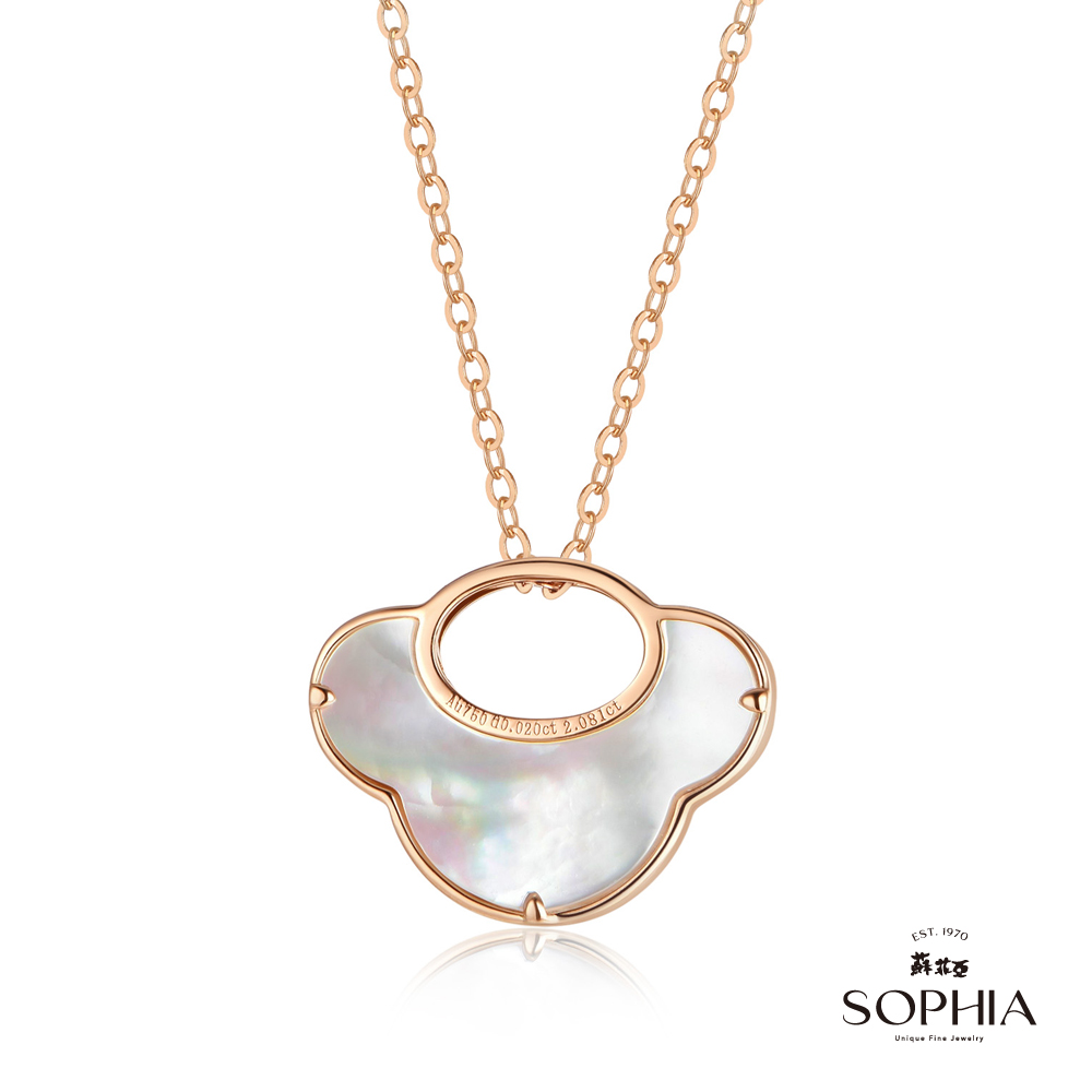 蘇菲亞珠寶 18K玫瑰金 如意造型 貝殼鑽石套鍊 推薦