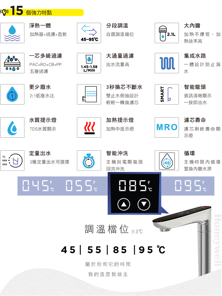 Honeywell 5448-1S 櫥下型觸控型RO冷熱飲水