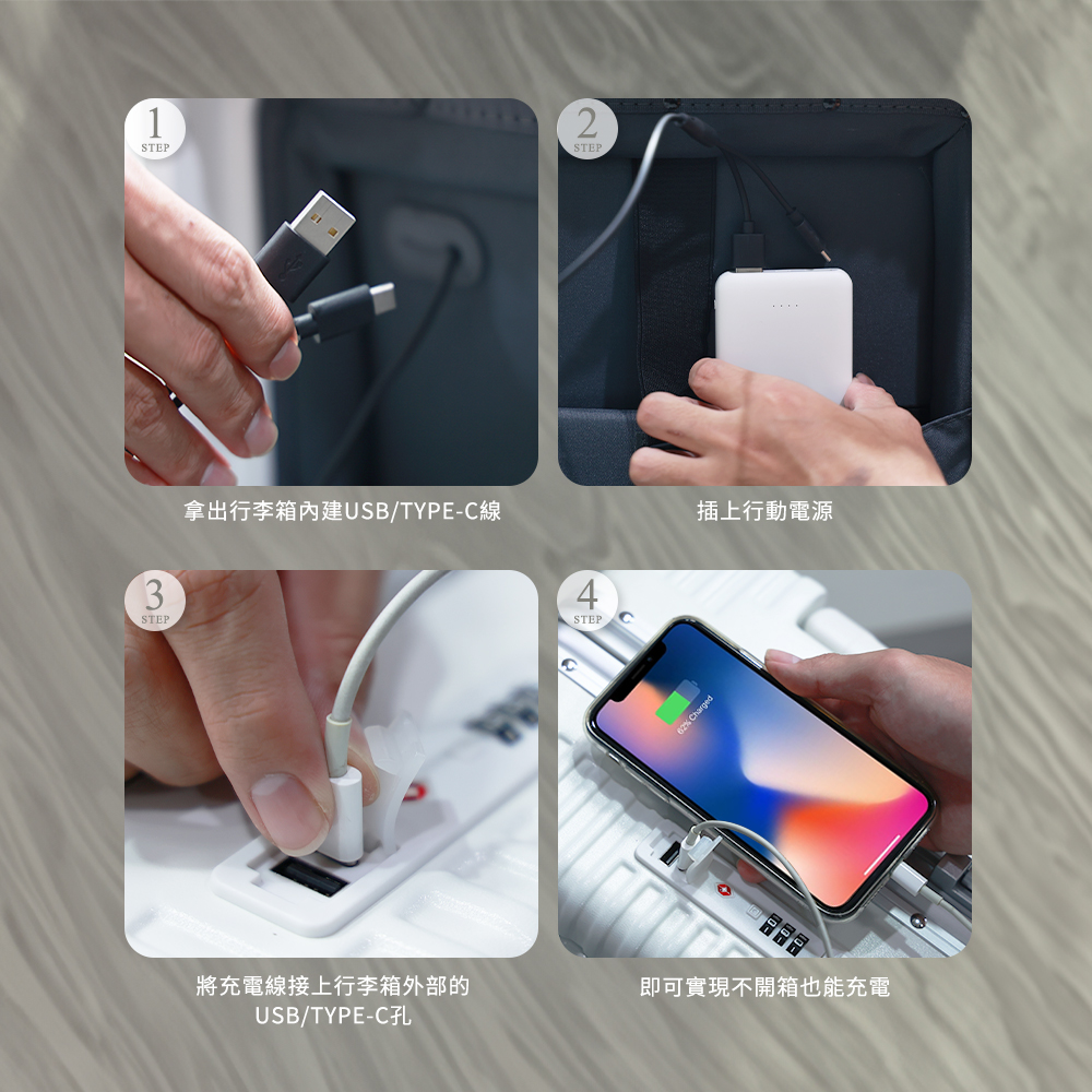 æ¿åºè¡æç®±å§å»ºUSBTYPECç· å°åé»ç·æ¥ä¸è¡æç®±å¤é¨ç USBTYPECå­ æä¸è¡åé»æº å³å¯å¯¦ç¾ä¸éç®±ä¹è½åé» 