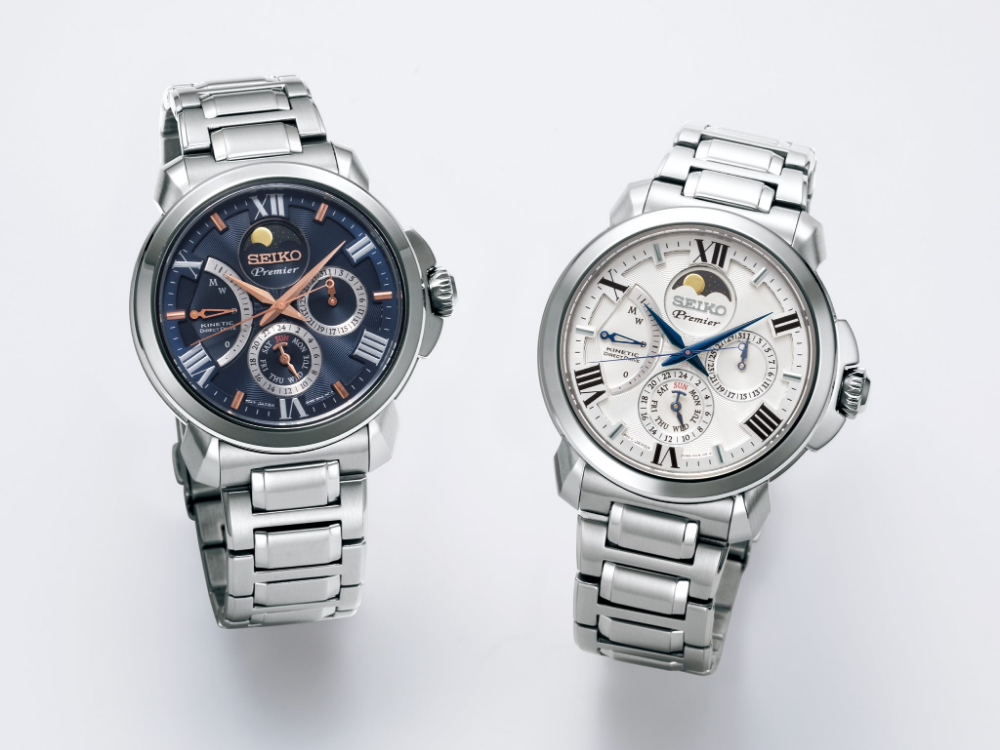 SEIKO 精工 Premier 人動電能月相腕錶-藍42.