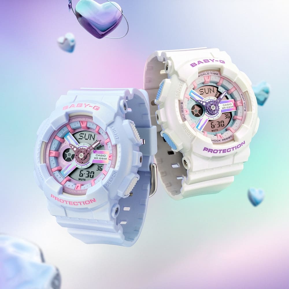 CASIO 卡西歐 BABY-G 迷人光芒 珠光色雙顯錶款 