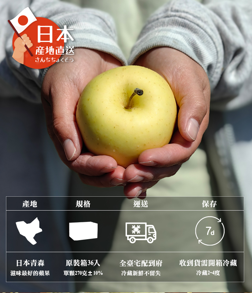 果樹寶石 日本青森金星蘋果中果36顆x1箱（10KG±10%
