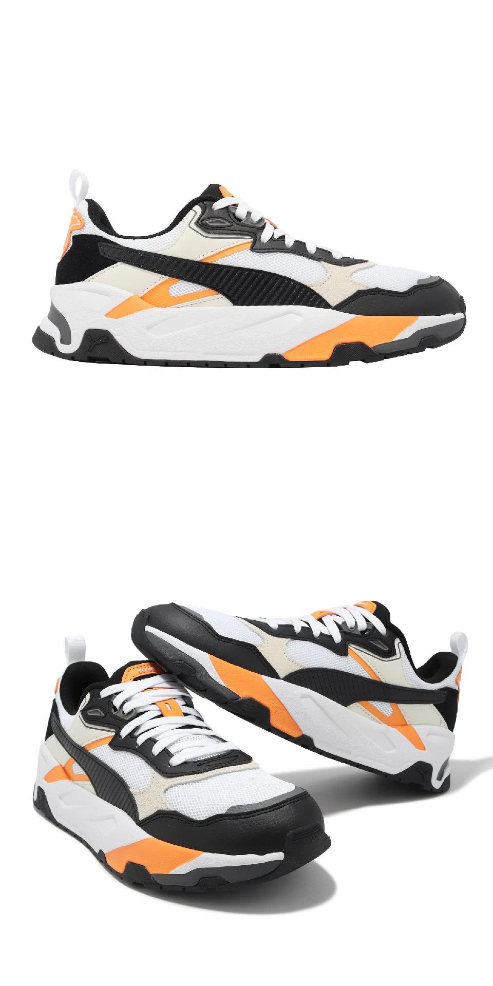 PUMA 休閒鞋 Trinity 男鞋 白 黑 橘 網布 皮