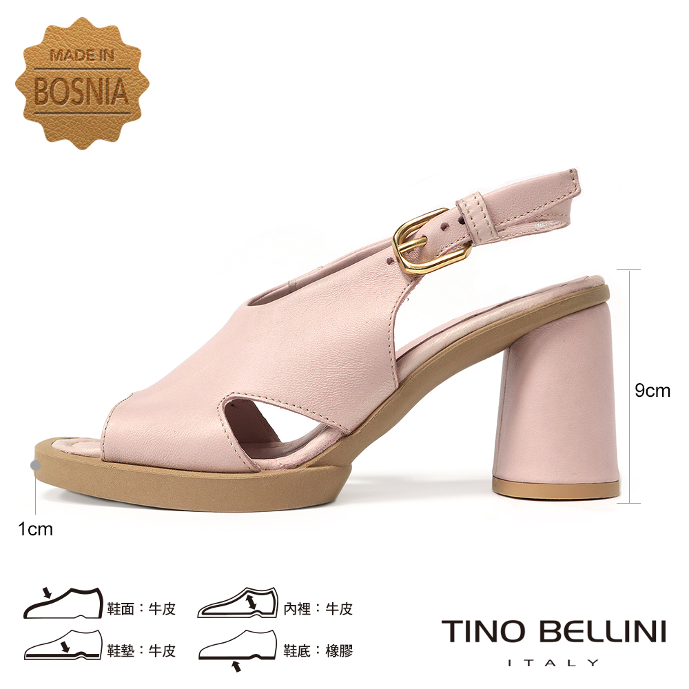 TINO BELLINI 貝里尼 波士尼亞進口寬皮面高跟涼鞋
