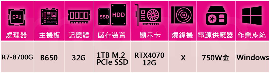 技嘉平台 R7八核GeForce RTX 4070 Win1
