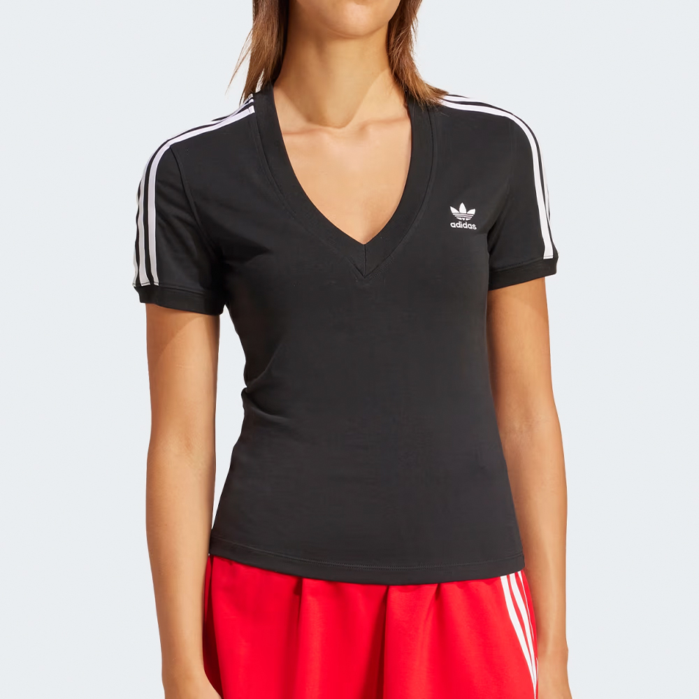 adidas 愛迪達 3 S V-neck Tee 女款 黑