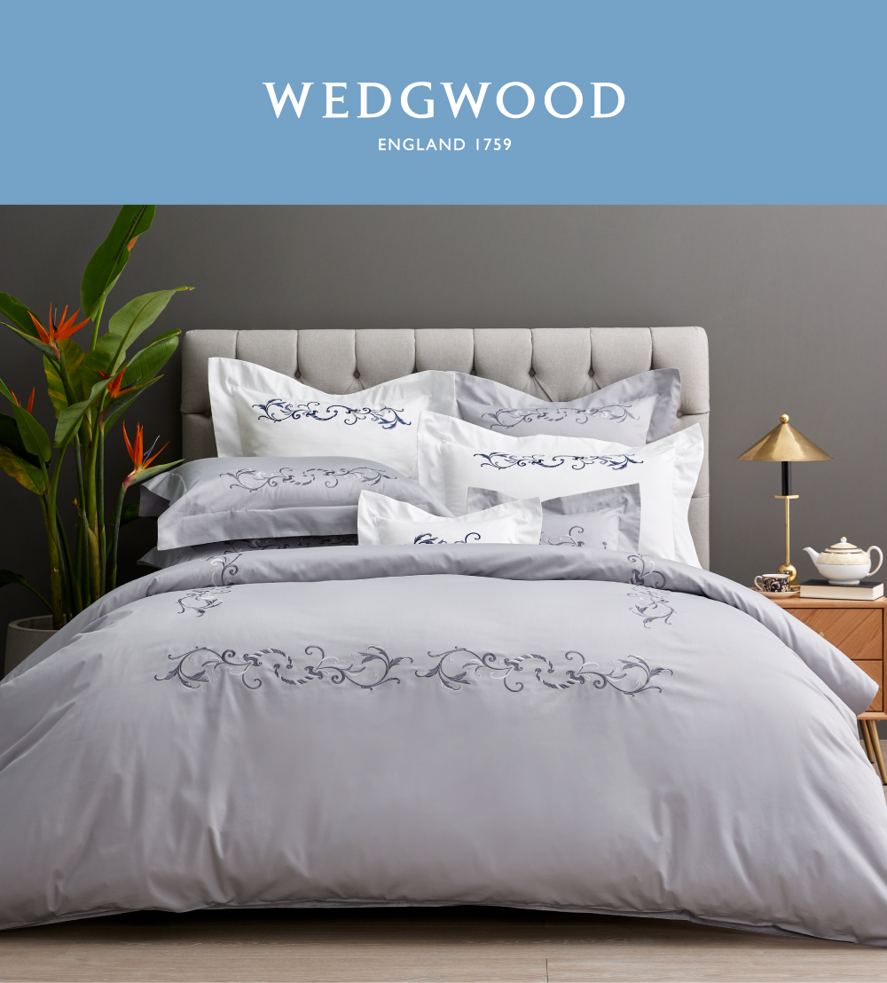WEDGWOOD 400織長纖棉刺繡 被套枕套床包四件組-豐