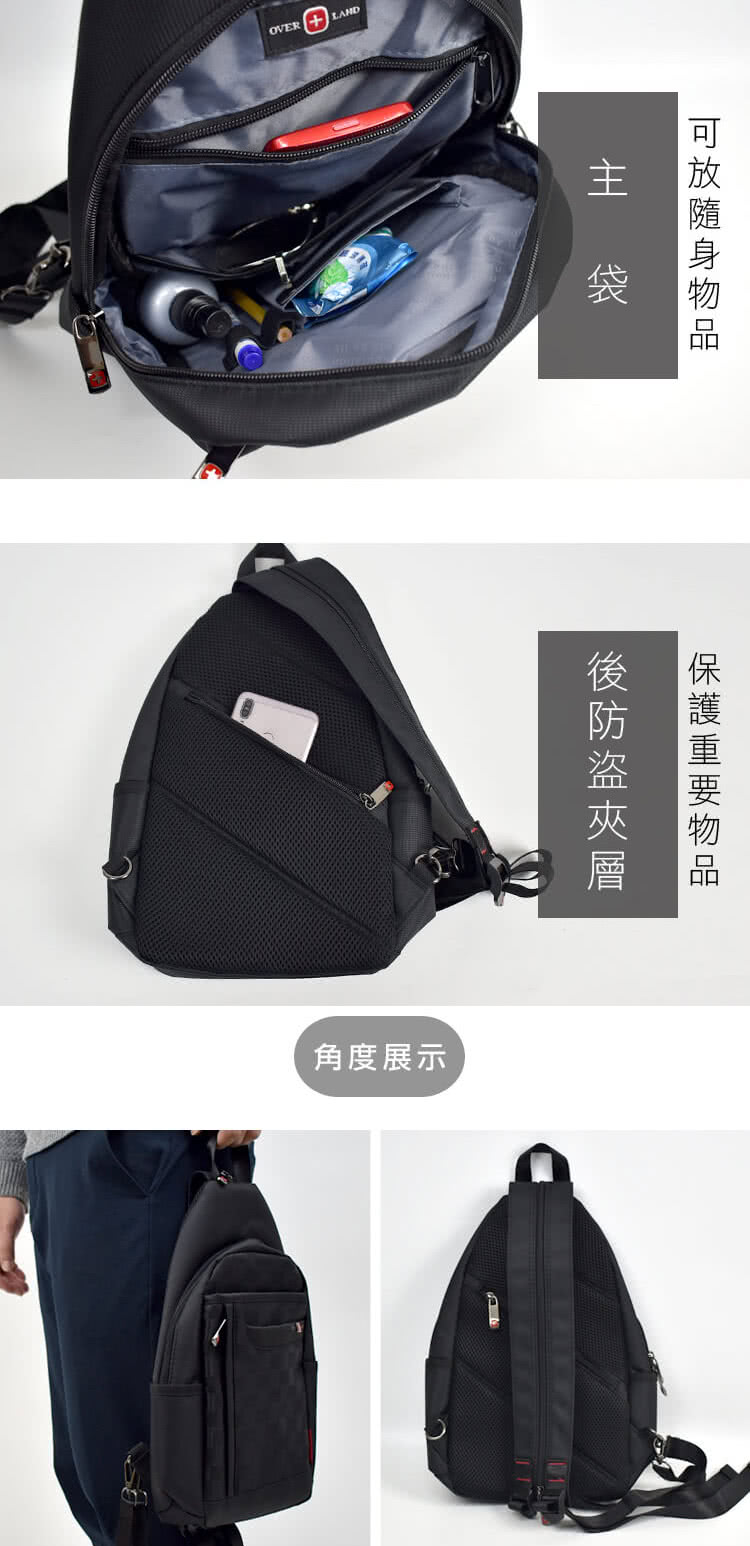 可放隨身物品 保護重要物品 後防盜夾層 角度展示 