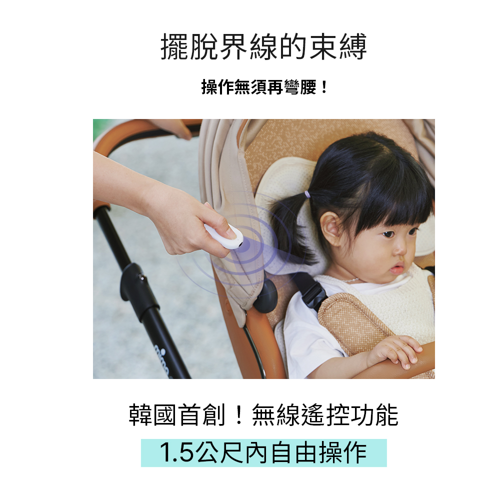 擺脫界線的束縛 操作無須再彎腰 韓國首創無線遙控功能 1.5公尺內自由操作 