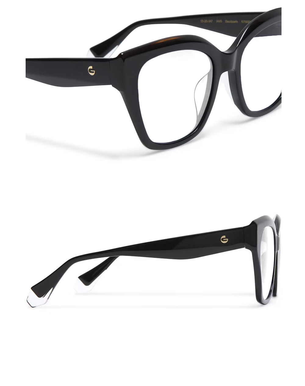 GIGI Studios 幾何曲線粗框貓眼光學眼鏡(黑 - 