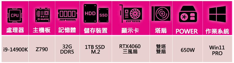 華碩平台 i9二四核 RTX4060 3X WiN11P{風