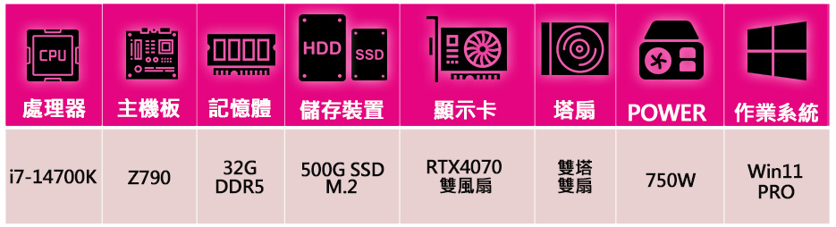 華碩平台 i7二十核 RTX4070 WiN11P{風中詩}