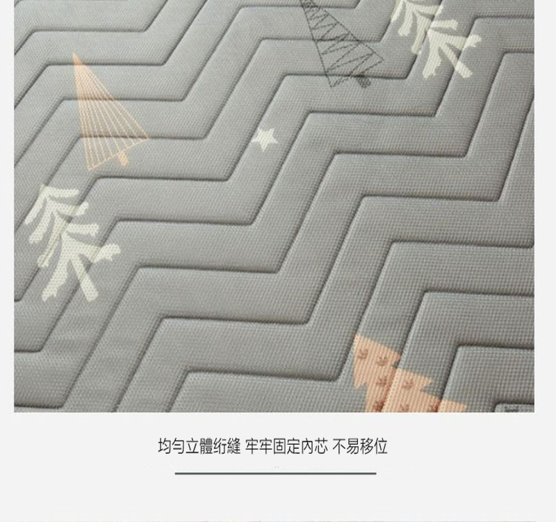 加厚透氣纖維棉雙人床墊150*200cm厚度8cm灰色(日式