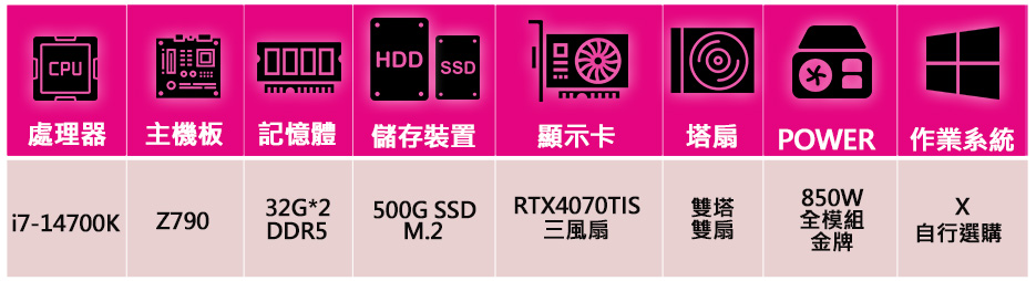 華碩平台 i7二十核 RTX4070TI SUPER{心事牽