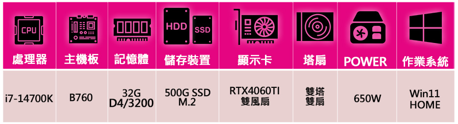 華碩平台 i7二十核 RTX4060TI WiN11{悲歡}