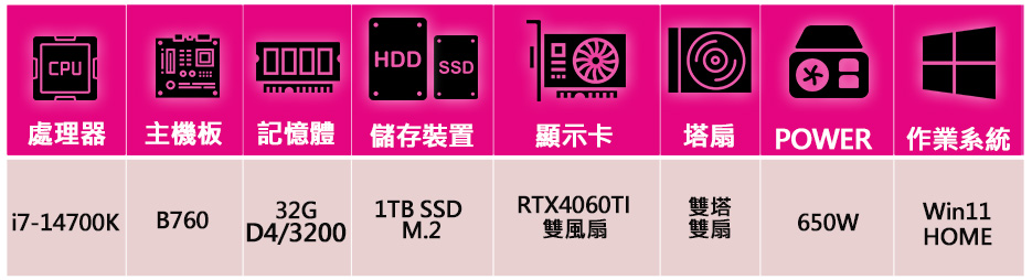華碩平台 i7二十核 RTX4060TI WiN11{成敗}