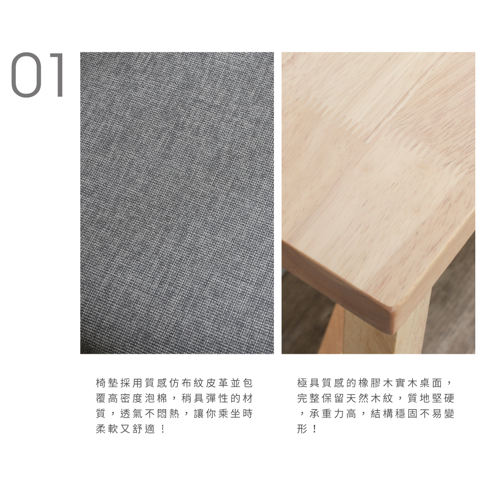 BODEN 伯倫4尺實木吧台桌+范恩灰色布紋皮革實木吧台椅組
