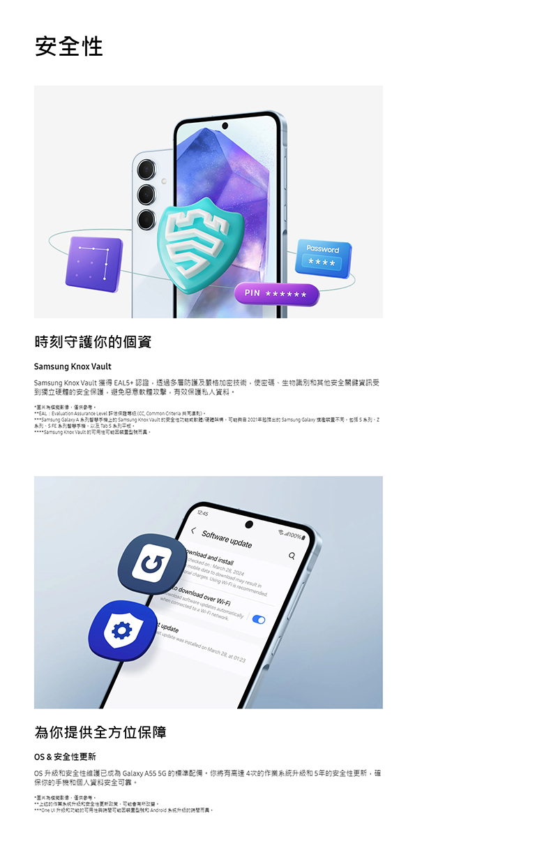 Samsung Galaxy A 系列智慧手機上的 Samsung Khor Vault 的安全性功能或軟體硬體單碼,可能問日 2021年推出的 Samsung Galaxy 搜密裝置不用,包括5系列、2