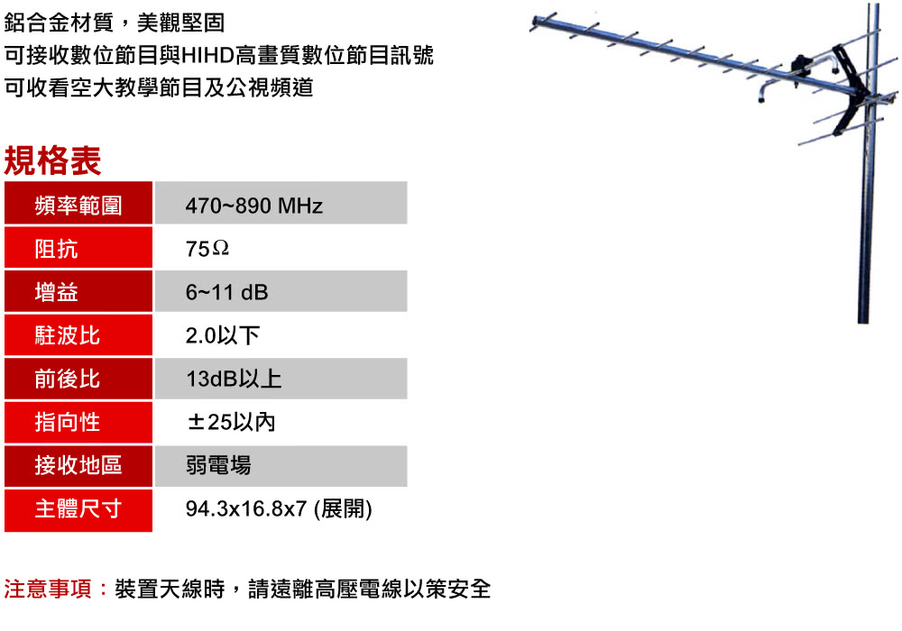 PX 大通 UA-2數位無線電視專用14節天線(銀色)評價推