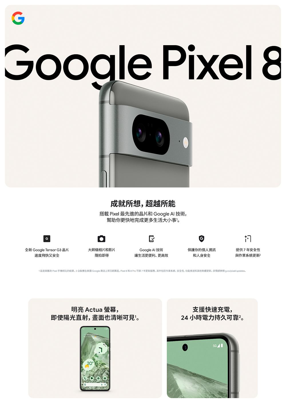 Google Pixel 8 6.2吋(8G/128G/Te