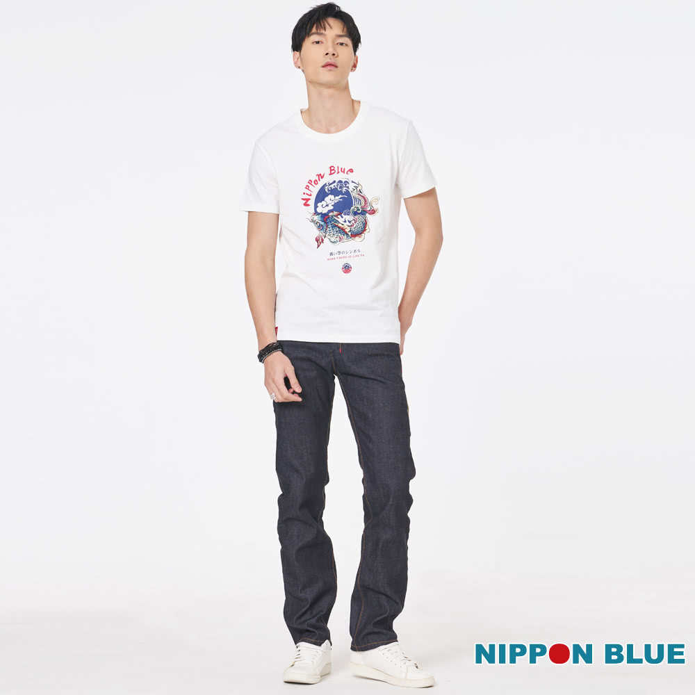 BLUE WAY 男裝 錦鯉繡花 短袖 上衣-日本藍 推薦