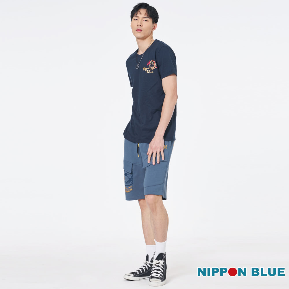 BLUE WAY 男裝 火男家徽 短袖 上衣-日本藍 推薦