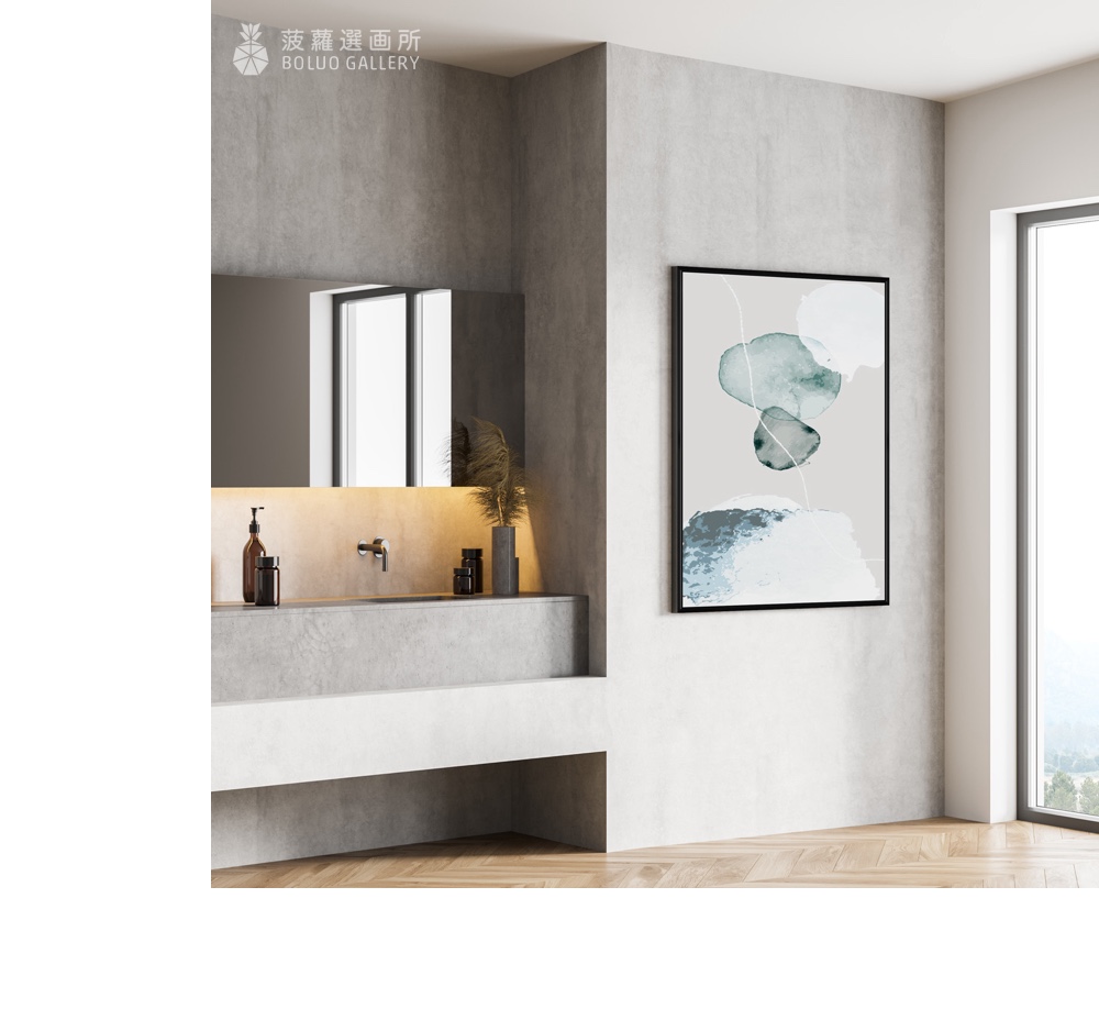 菠蘿選畫所 微藍泡沫I - 50x70cm(藍色抽象掛畫/客