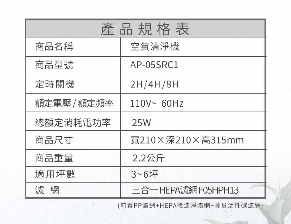 前置PP濾網HEPA微濾淨濾網除臭活性碳濾網