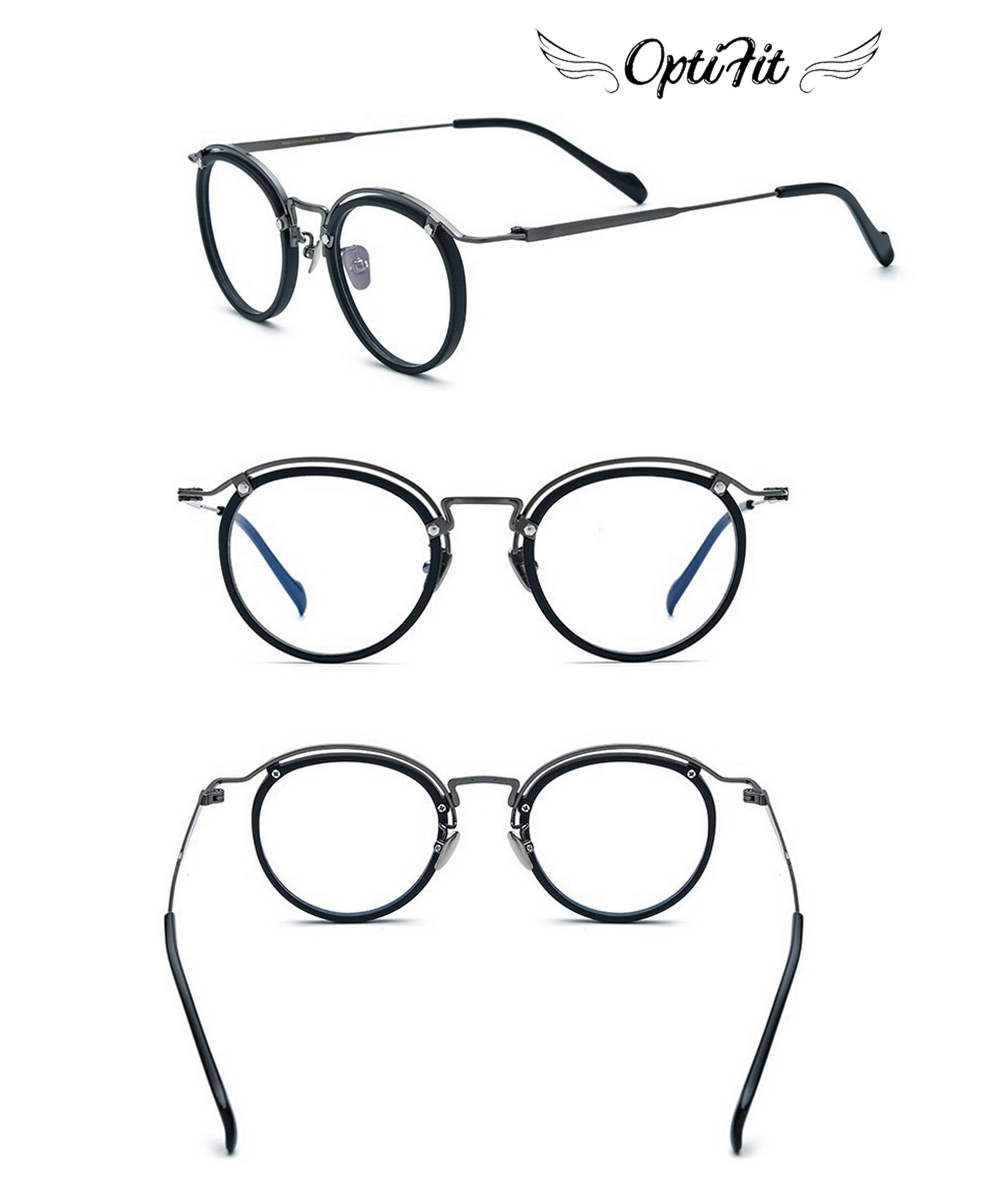 Opti Fit 亞洲版 復古圓框造型光學眼鏡 純鈦+板材複