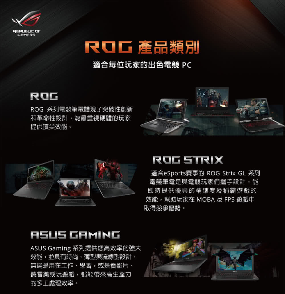 適合eSports賽事的 ROG Strix GL 系列