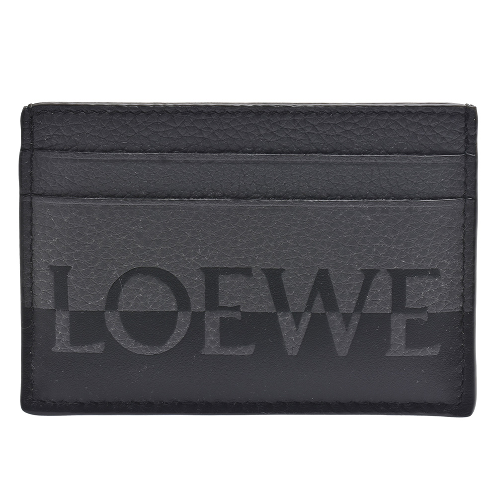 LOEWE 羅威 經典品牌LOGO雙色小牛皮萬用卡夾(黑/灰