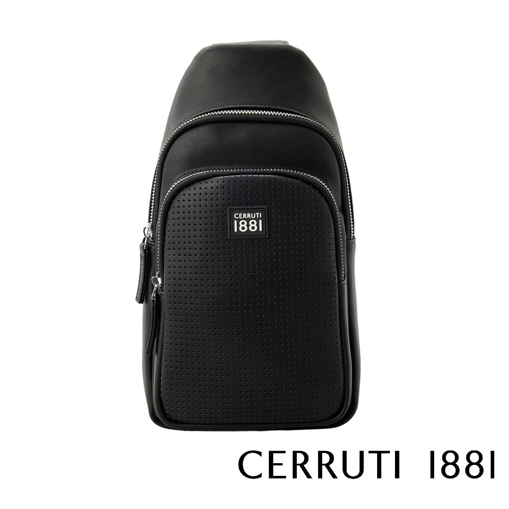 Cerruti 1881 頂級義大利小牛皮斜肩包(黑色 CE