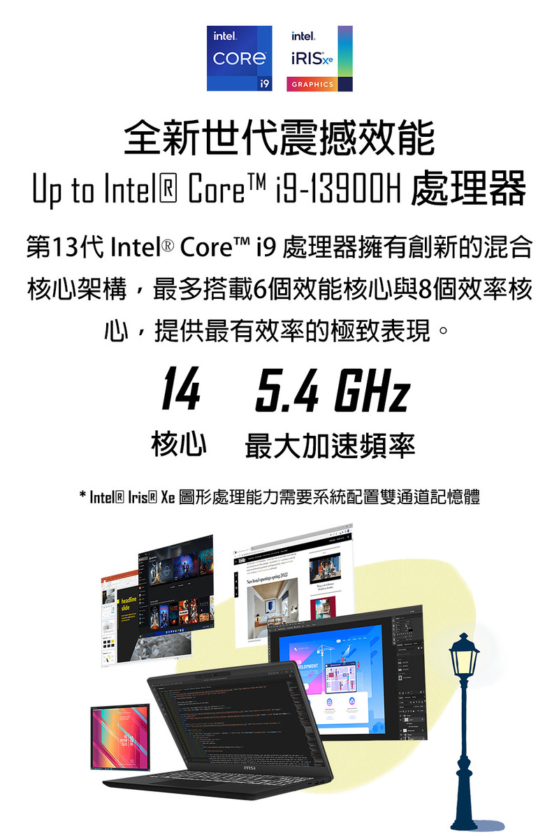 Intel Iris Xe 圖形處理能力需要系統配置雙通道記憶體