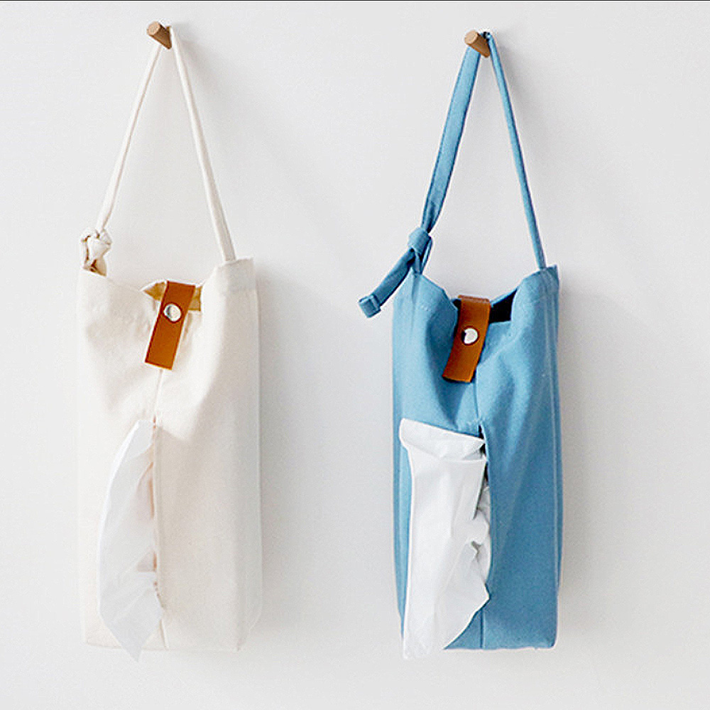 E.City 2入-北歐風布藝皮釦紙巾掛袋 推薦