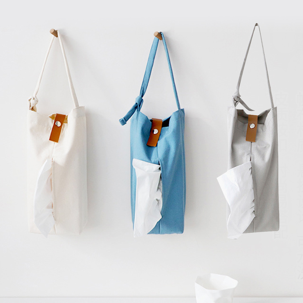 E.City 2入-北歐風布藝皮釦紙巾掛袋 推薦