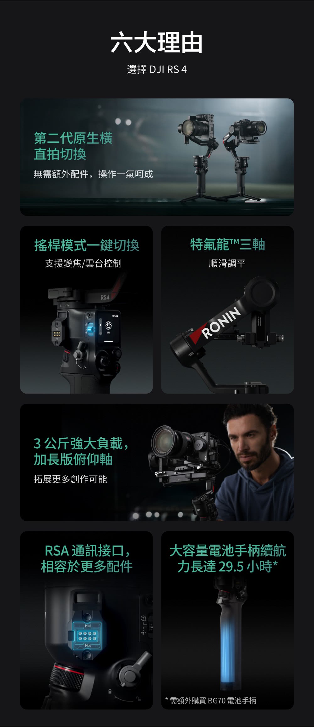 DJI RS4 手持雲台單機版 單眼/微單相機三軸穩定器(聯