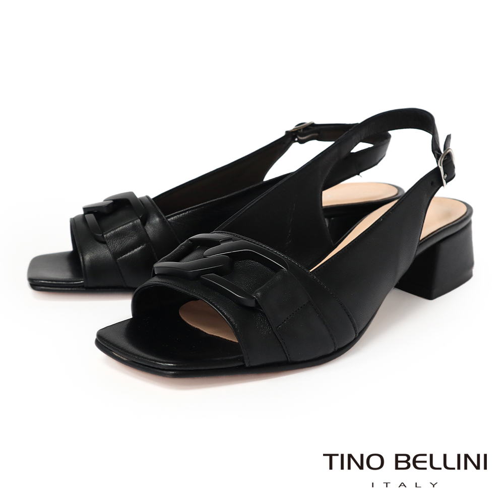TINO BELLINI 貝里尼 歐洲進口全真皮魚口低跟涼鞋