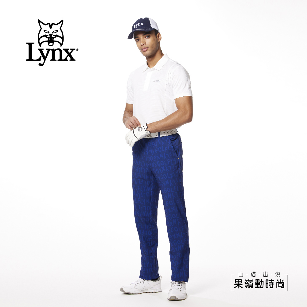 Lynx Golf 男款合身版吸溼排汗機能透氣舒適異材質剪裁