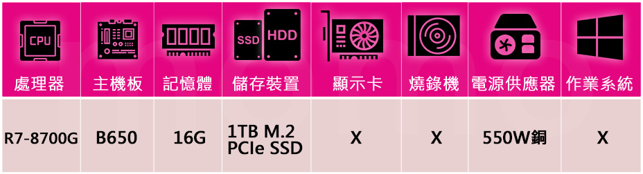 技嘉平台 R7八核{海鹽冰沙}輕電玩娛樂AI效能電腦(R7-