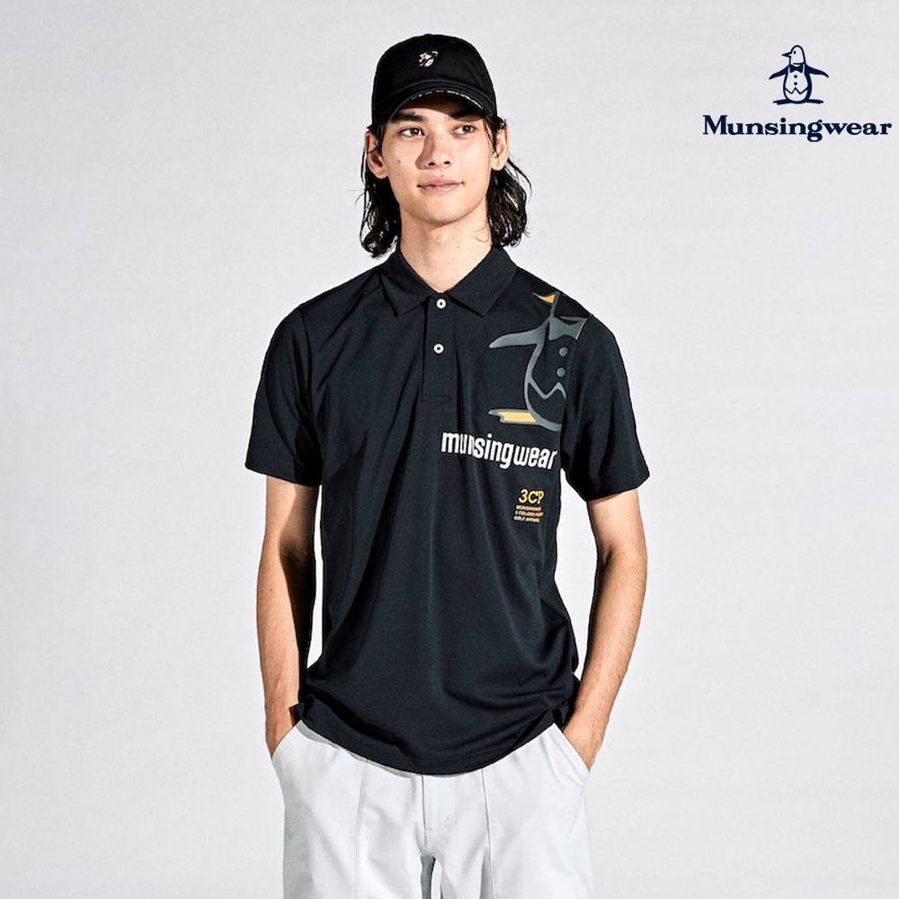 Munsingwear 企鵝牌 男款黑色大企鵝印花高機能UP