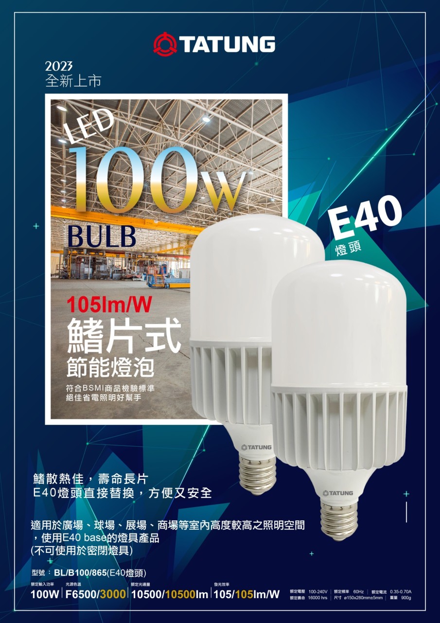 TATUNG 大同 單入 100W LED 鰭片式節能燈泡 