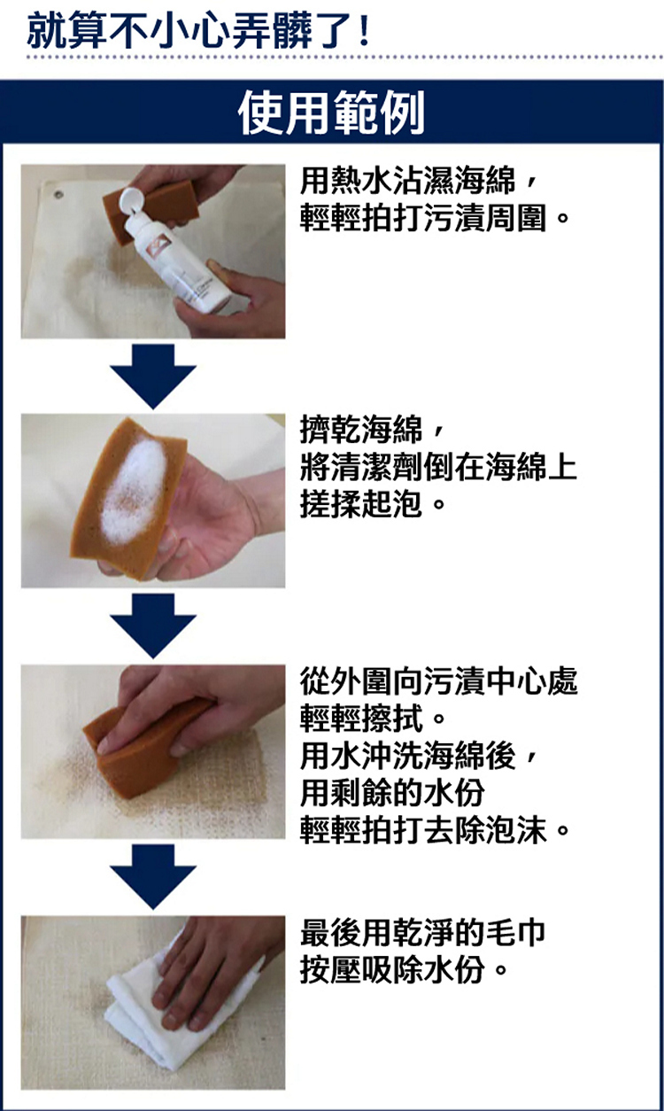 輕輕拍打污漬周圍。