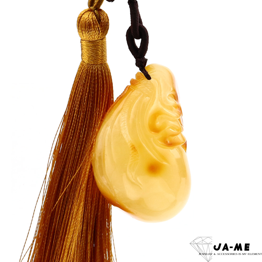 JA-ME 天然琥珀波羅的海蜜蠟帶焦糖色錢袋吊飾 21克優惠