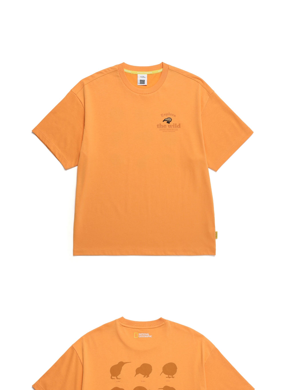 國家地理服飾官方旗艦 男女同款KIWI微寬鬆短袖上衣-橘色(
