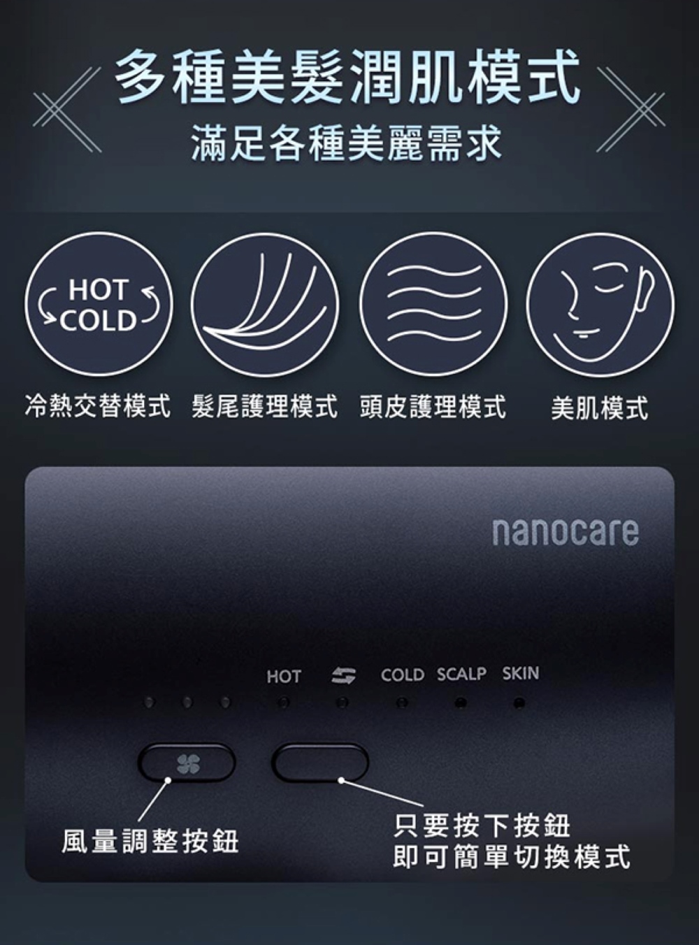 冷熱交替模式 髪尾護理模式 頭皮護理模式