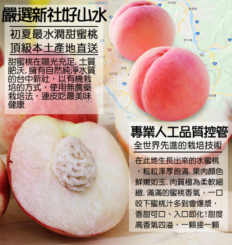 果之家 台灣高山香甜水蜜桃甜蜜桃禮盒x2盒(單盒10顆裝)折