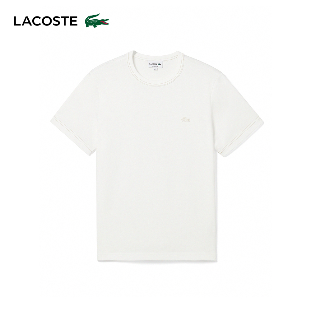 LACOSTE 男裝-常規版型重磅針織圓領短袖T恤(白色) 