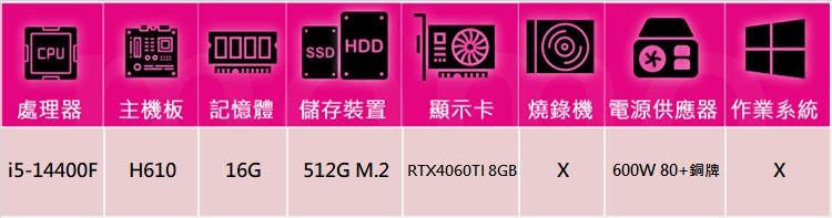 技嘉平台 i5十核GeForce RTX 4060TI{海神