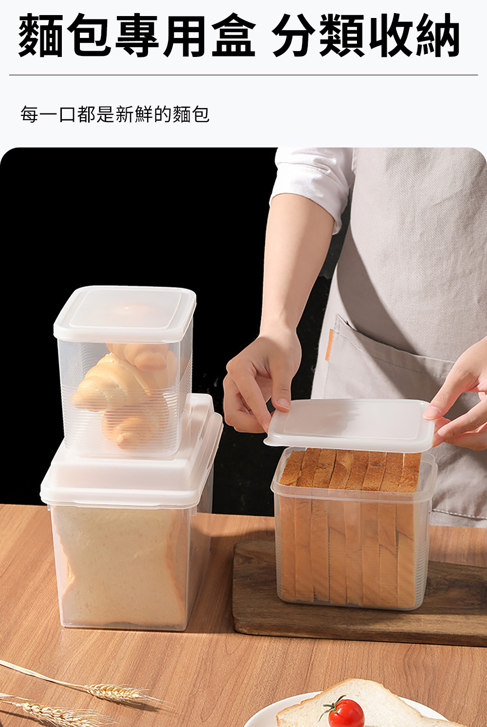 Dagebeno荷生活 食品級PP材質土司麵包防潮保鮮盒 西